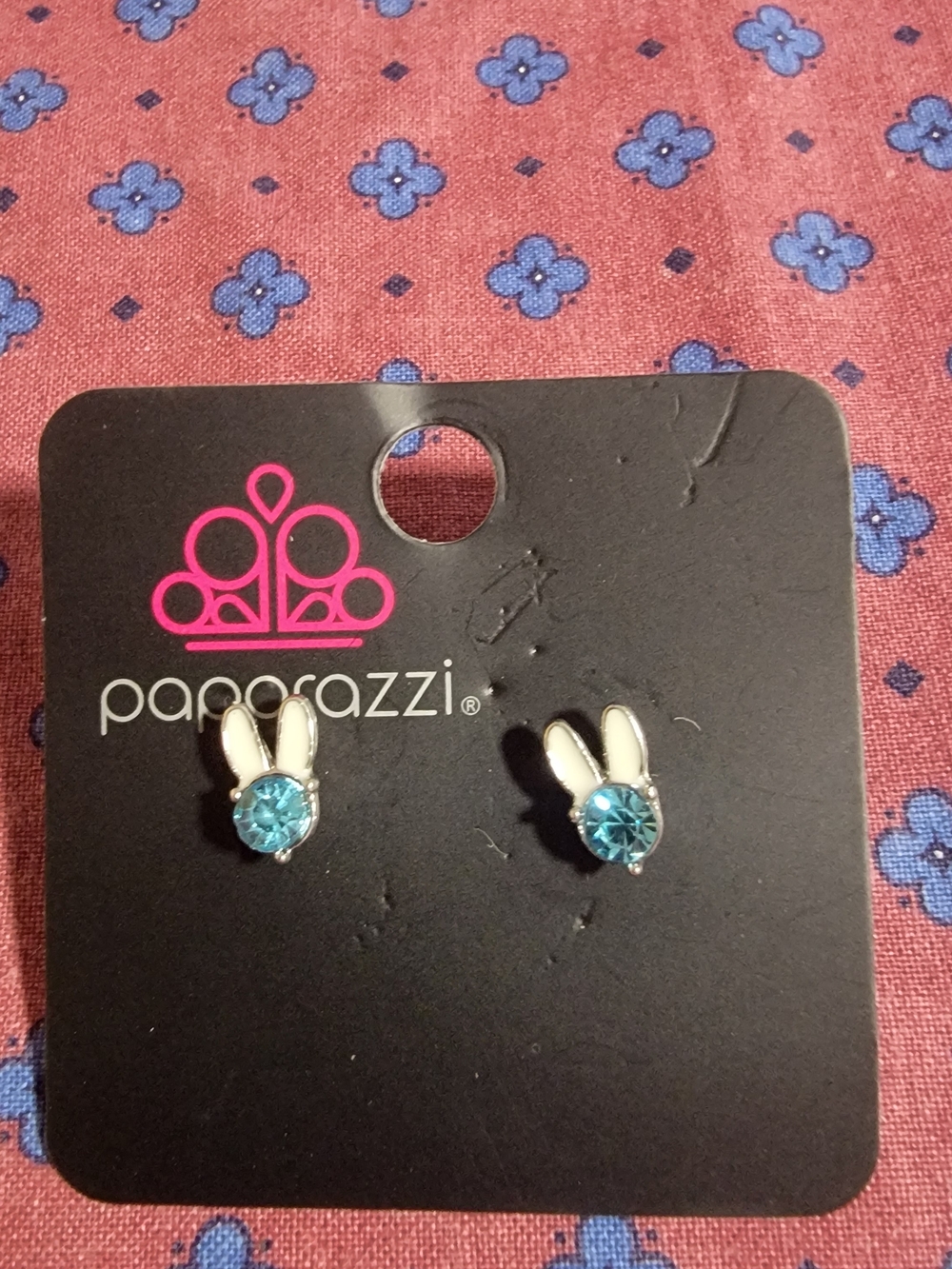 Paparazzi Bunny Ear Blue Crystal Stud Earrings